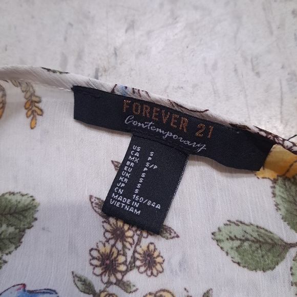 Forever 21 | White colorful flower ruffled cardigan blouse - Picture 6 of 8